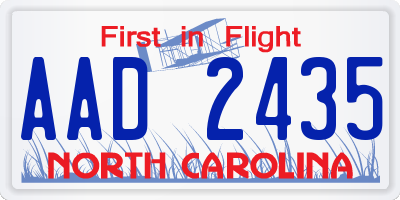 NC license plate AAD2435