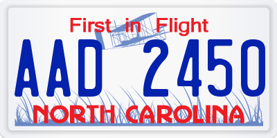 NC license plate AAD2450