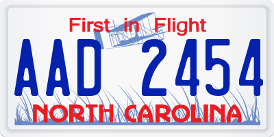 NC license plate AAD2454
