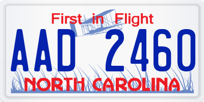 NC license plate AAD2460