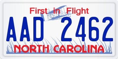 NC license plate AAD2462