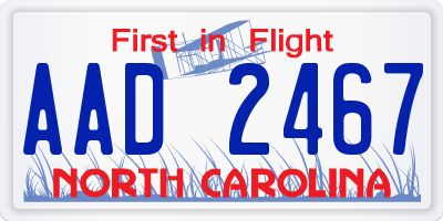 NC license plate AAD2467