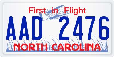 NC license plate AAD2476