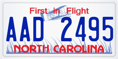 NC license plate AAD2495