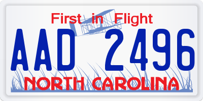 NC license plate AAD2496