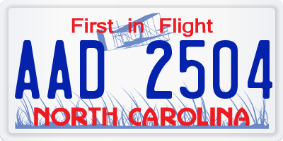 NC license plate AAD2504