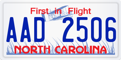 NC license plate AAD2506