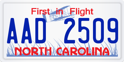 NC license plate AAD2509