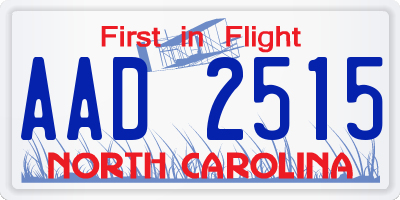 NC license plate AAD2515