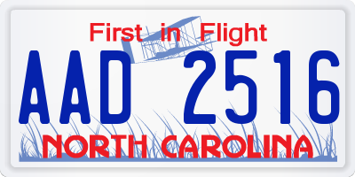 NC license plate AAD2516