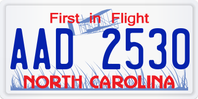 NC license plate AAD2530