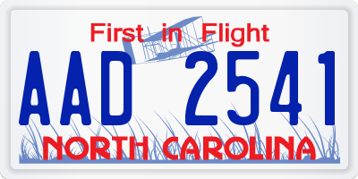 NC license plate AAD2541