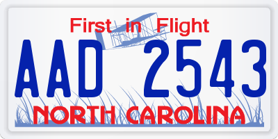 NC license plate AAD2543