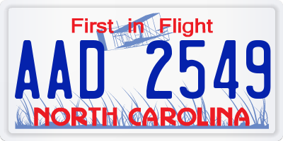 NC license plate AAD2549