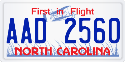 NC license plate AAD2560