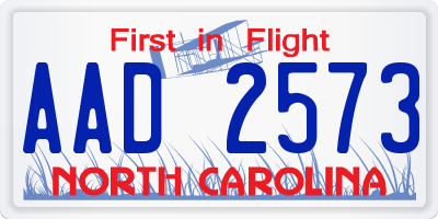 NC license plate AAD2573