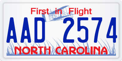 NC license plate AAD2574