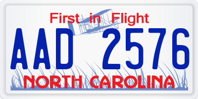 NC license plate AAD2576