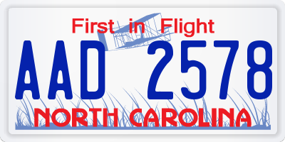 NC license plate AAD2578