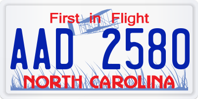 NC license plate AAD2580