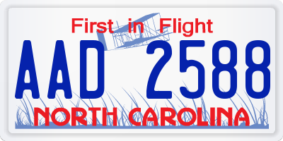 NC license plate AAD2588