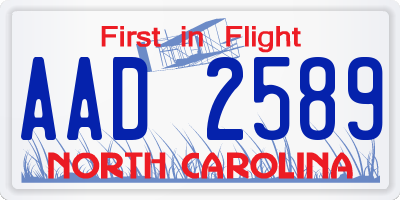 NC license plate AAD2589
