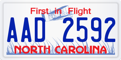 NC license plate AAD2592