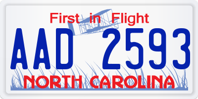 NC license plate AAD2593