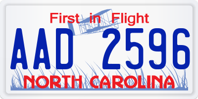NC license plate AAD2596