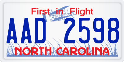 NC license plate AAD2598