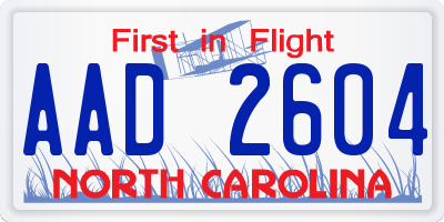 NC license plate AAD2604
