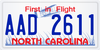 NC license plate AAD2611