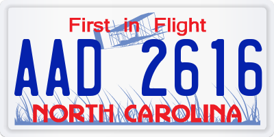NC license plate AAD2616
