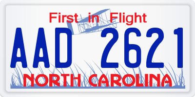 NC license plate AAD2621