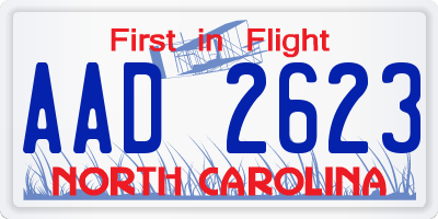NC license plate AAD2623