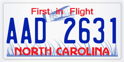 NC license plate AAD2631