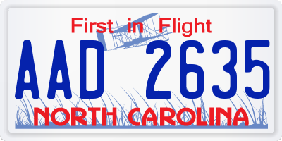 NC license plate AAD2635