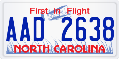 NC license plate AAD2638