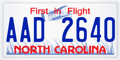 NC license plate AAD2640