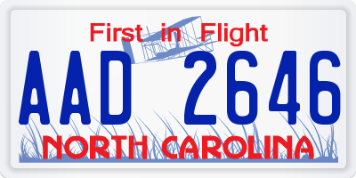 NC license plate AAD2646