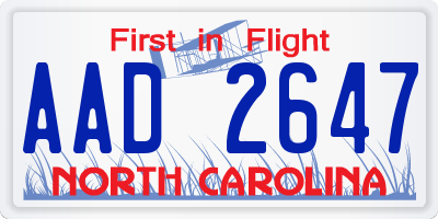 NC license plate AAD2647