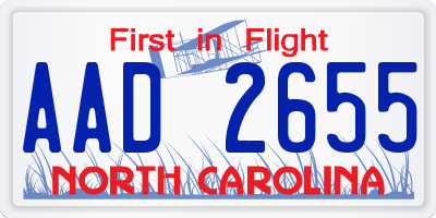 NC license plate AAD2655
