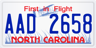 NC license plate AAD2658
