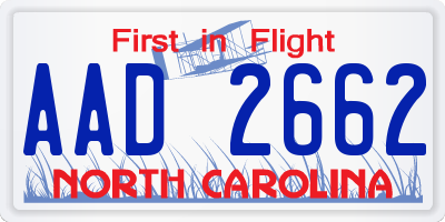 NC license plate AAD2662