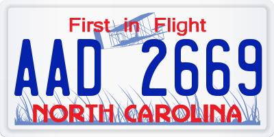 NC license plate AAD2669