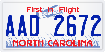 NC license plate AAD2672