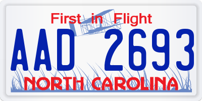 NC license plate AAD2693