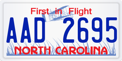 NC license plate AAD2695