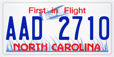 NC license plate AAD2710