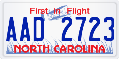 NC license plate AAD2723